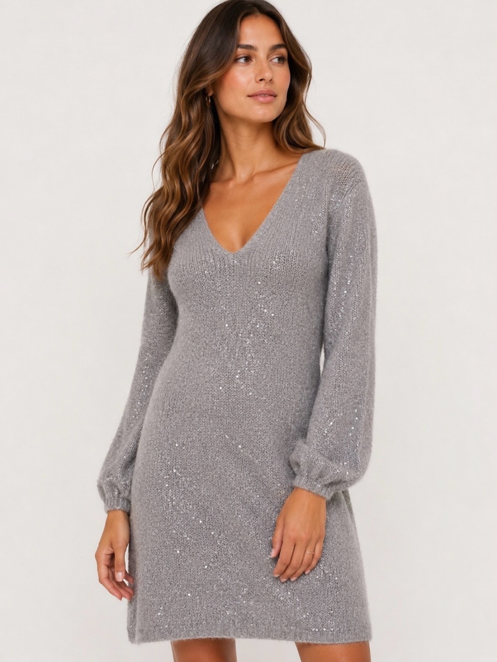 NWT Loft Sequin V-Neck Sweater Dress, M